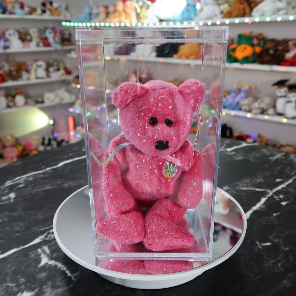 TY Beanie Baby - Decade Bear (Pink) 10 Year Anniversary | MWMT New Mint‎ Tags